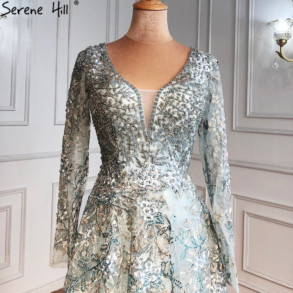 Elegante Langarm Arabische Abendkleider Luxus Dubai Plus Size LA71026