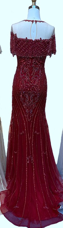 Nude Mermaid Luxury Evening Dresses For Woman 2025 Dubai Diamond Sequins Formal Dress LA70519