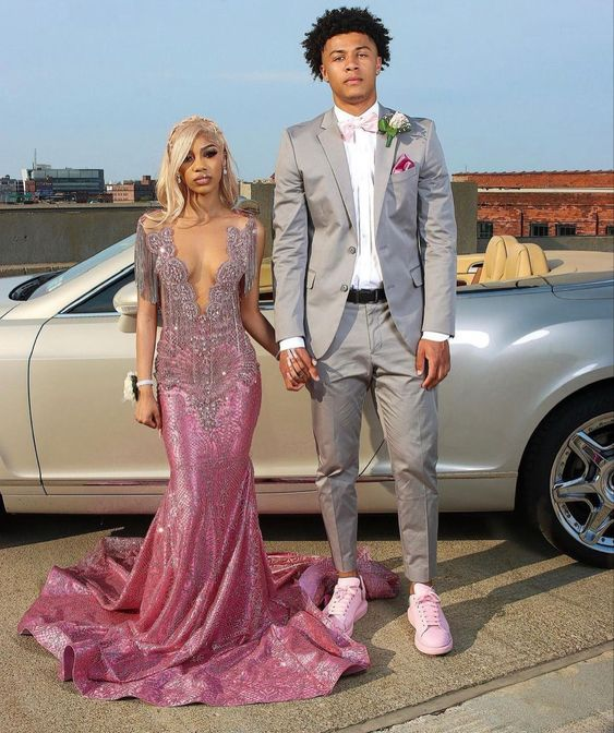 Elegant Mermaid V Neck Prom Dress Charming Evening Gown Y6542