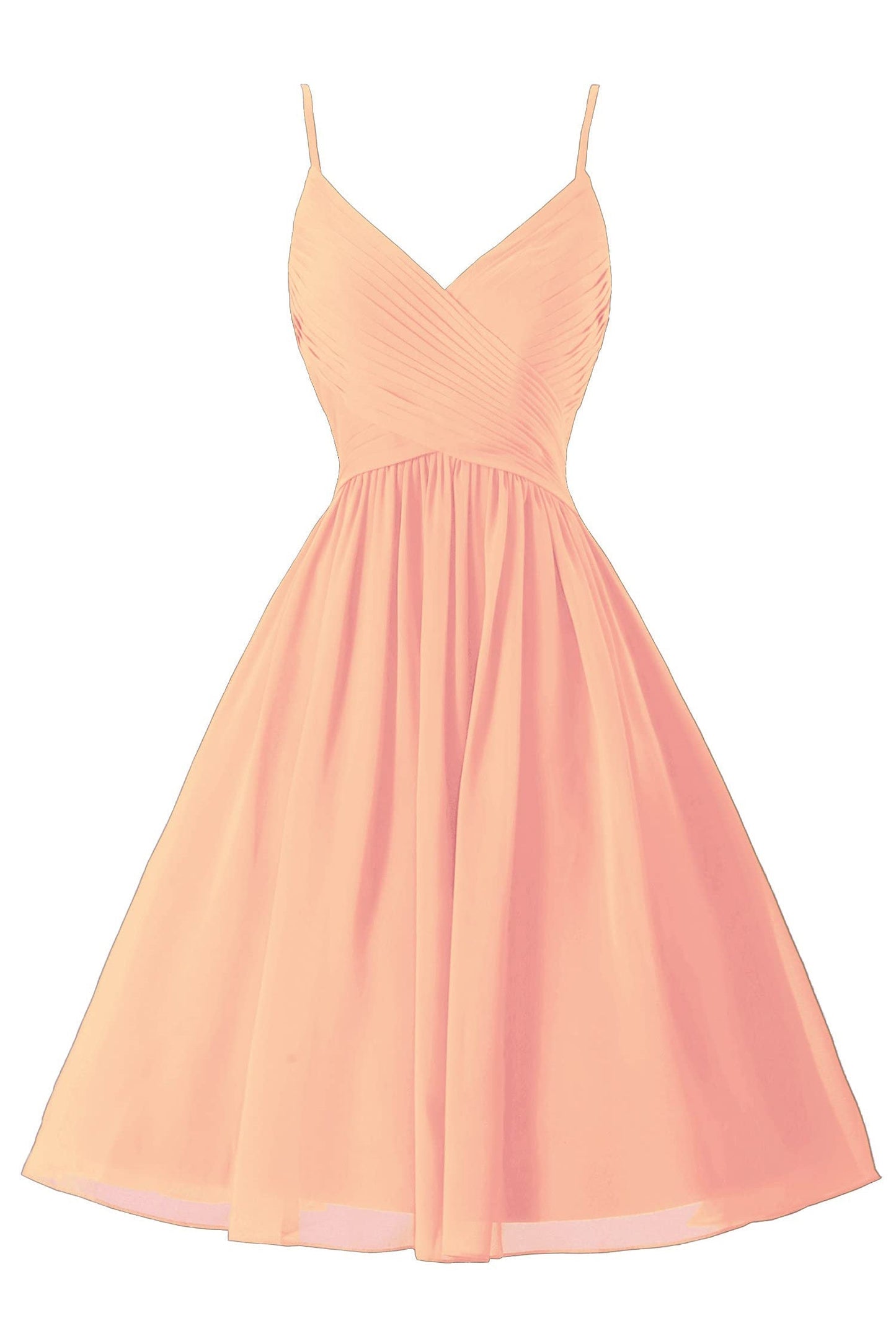 Vestidos de fiesta cortos de gasa con tirantes finos, sin mangas y corte en A, con bolsillos