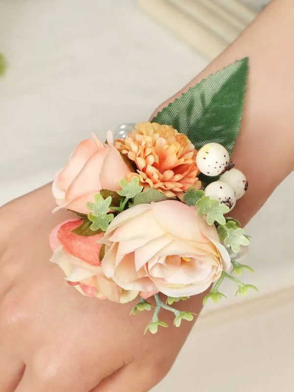 Artificial Silk Roses Flower Brooch