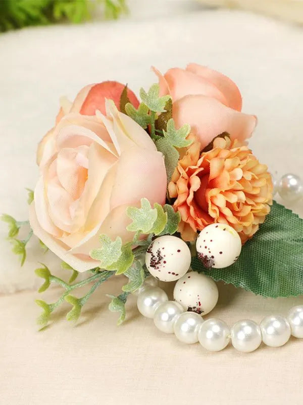 Artificial Silk Roses Flower Brooch