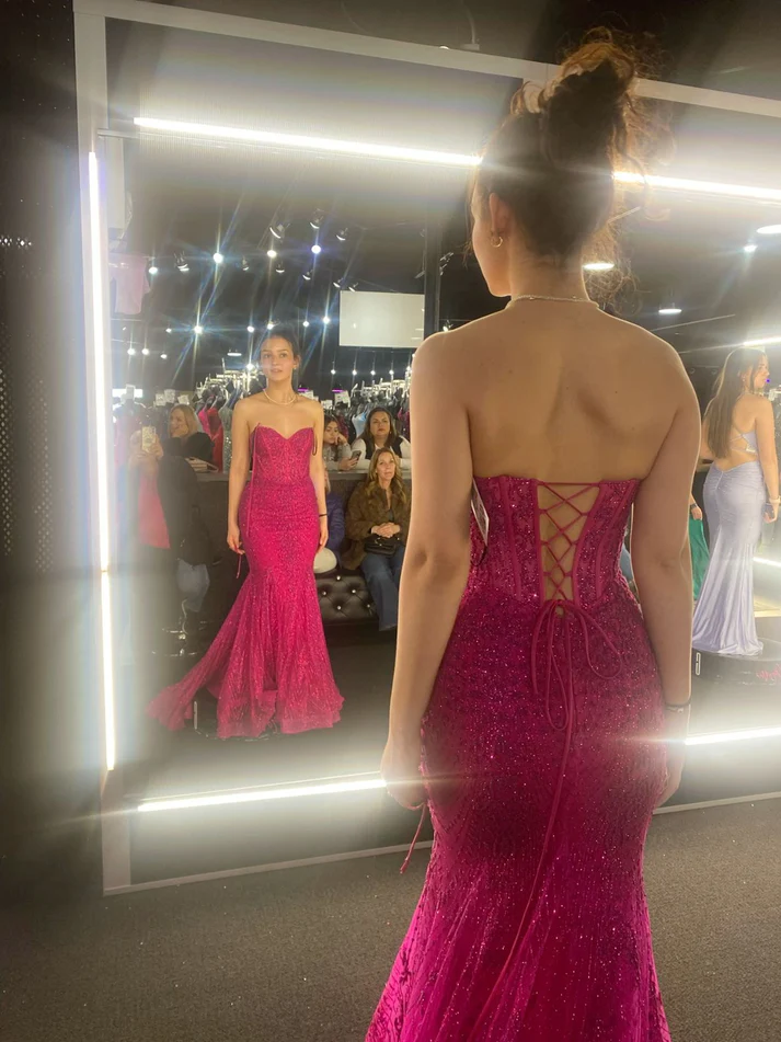 Hot Pink Meerjungfrau Langes Abendkleid Langes Abendkleid Y8042