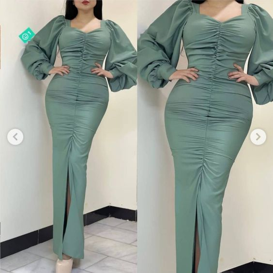 Elegant Long Pleated Evening Dress Fashion Party Gown Y5643
