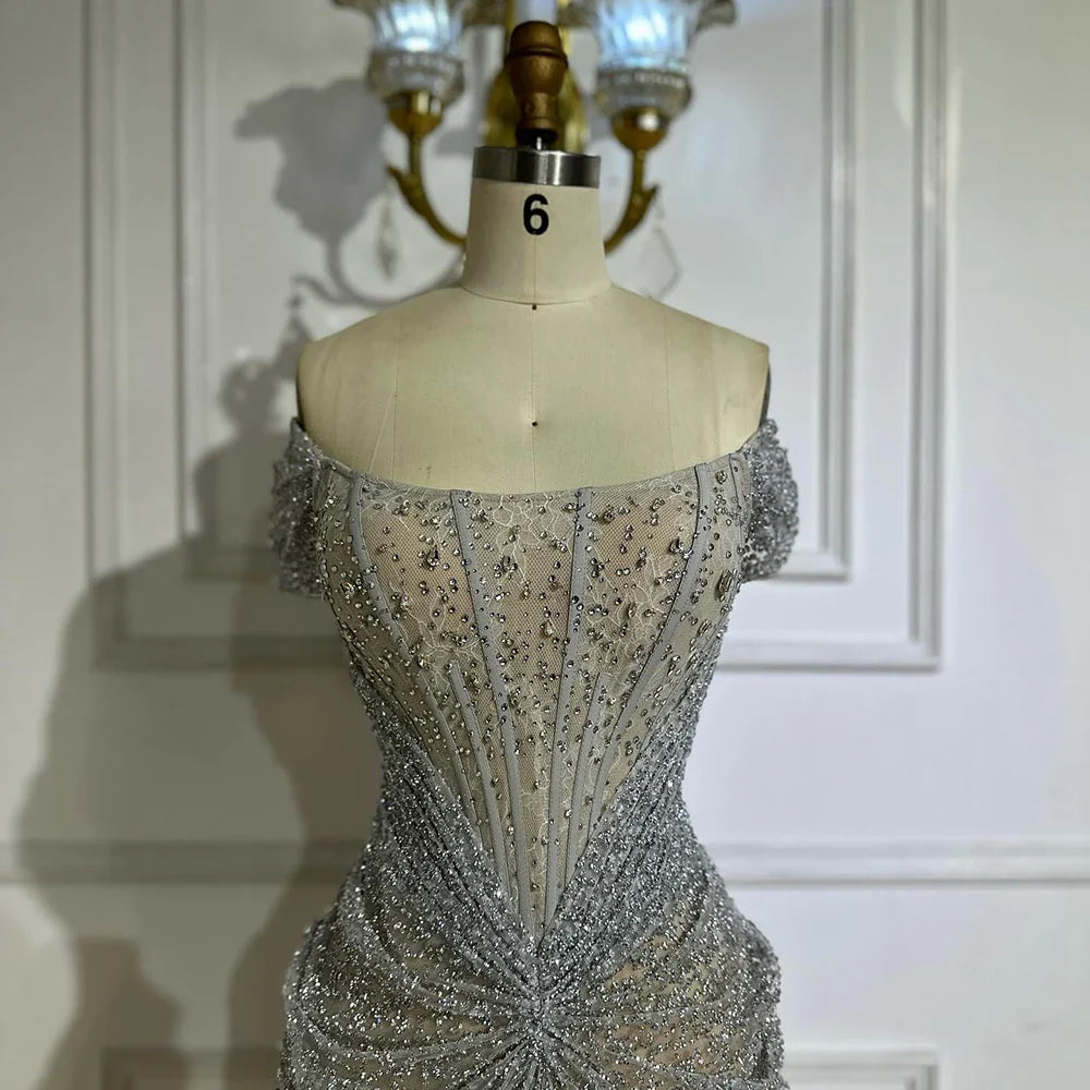 Luxus Designer Perlen Meerjungfrau Abendkleider Elegante Formale Kleid LA72905