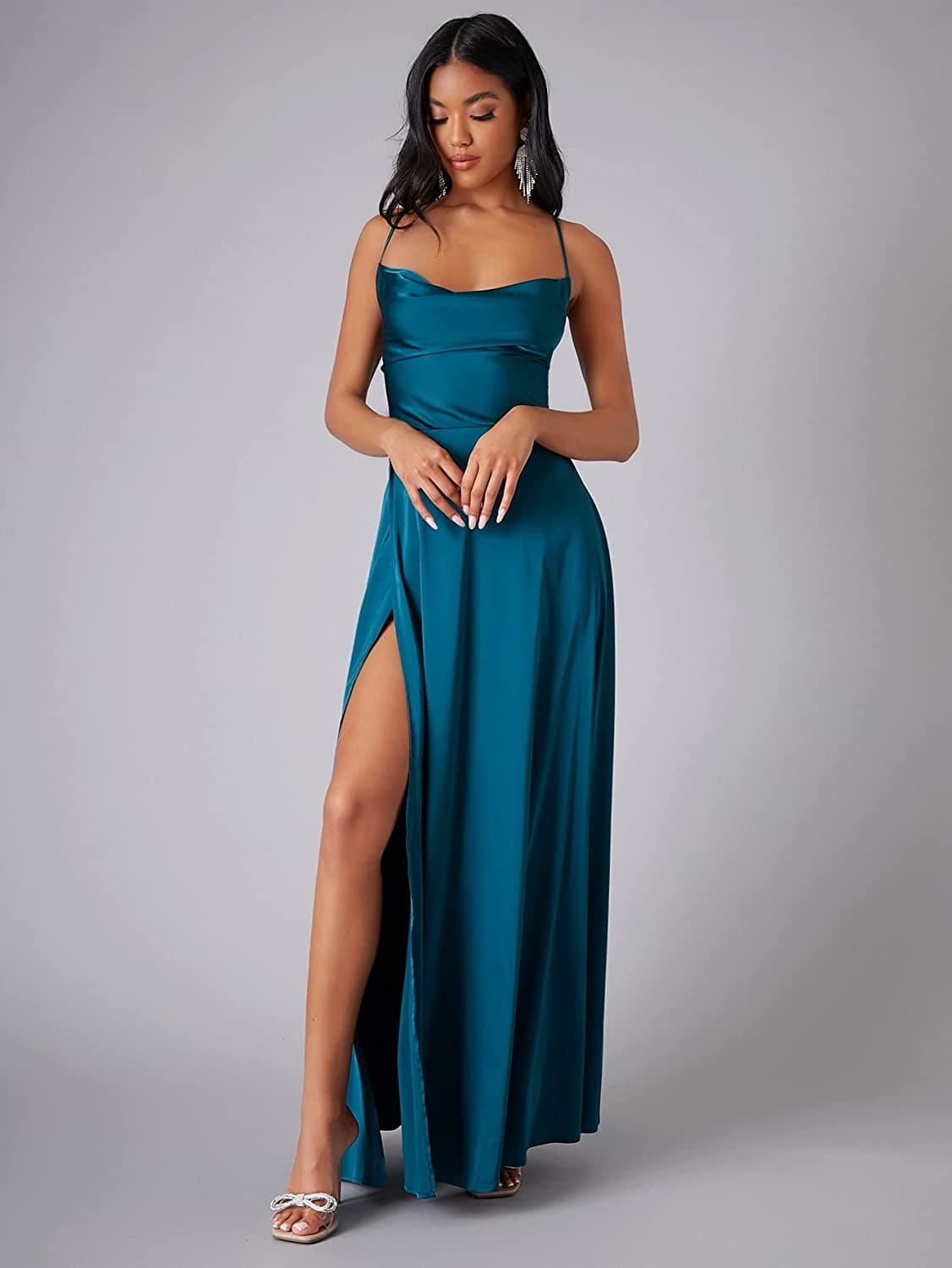 Satin Backless Evening Dress SYP6