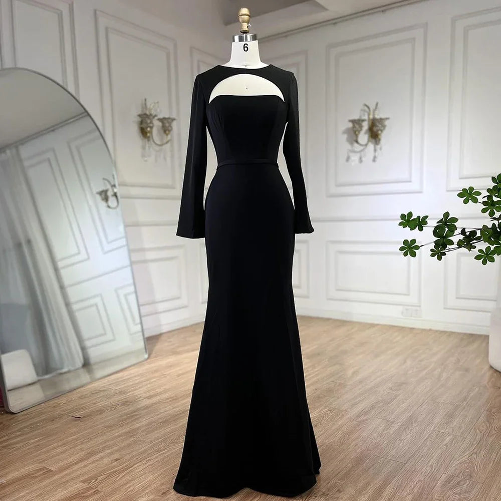 2025 Dubai Blue Satin Mermaid Black Luxury Arabic Lace up Evening Dresses Gowns for Women Wedding Party LA72416