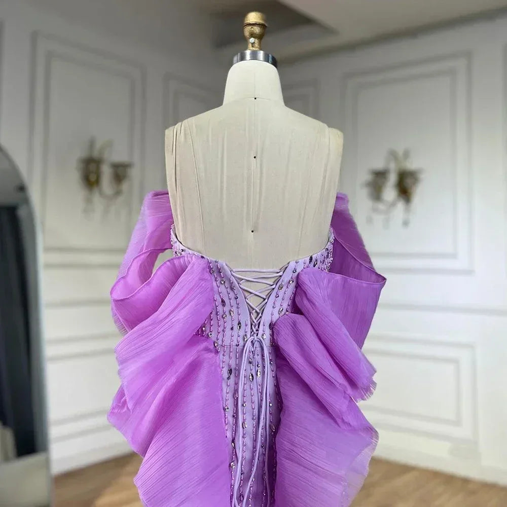 Luxuriöses langes Abendkleid in Lila für Damen, Hochzeit, Party, LA71888