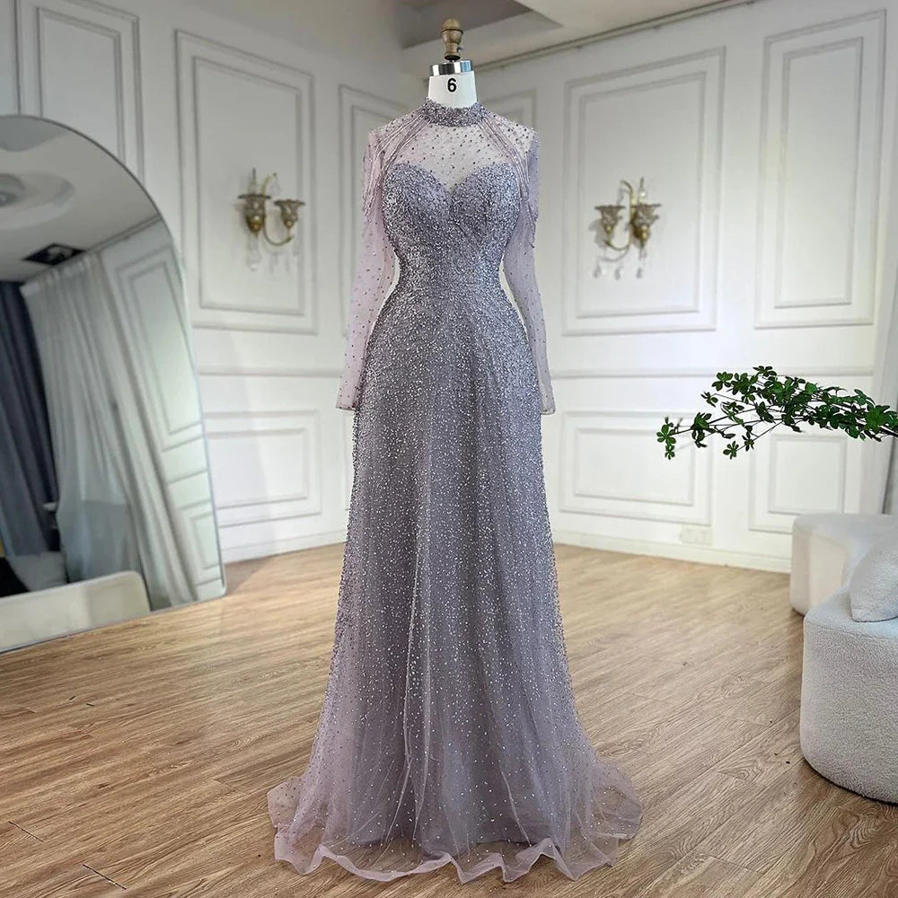 Vestidos de noche de lujo estilo sirena árabe con borlas y cuentas, color nude, para bodas de mujer, LA72570