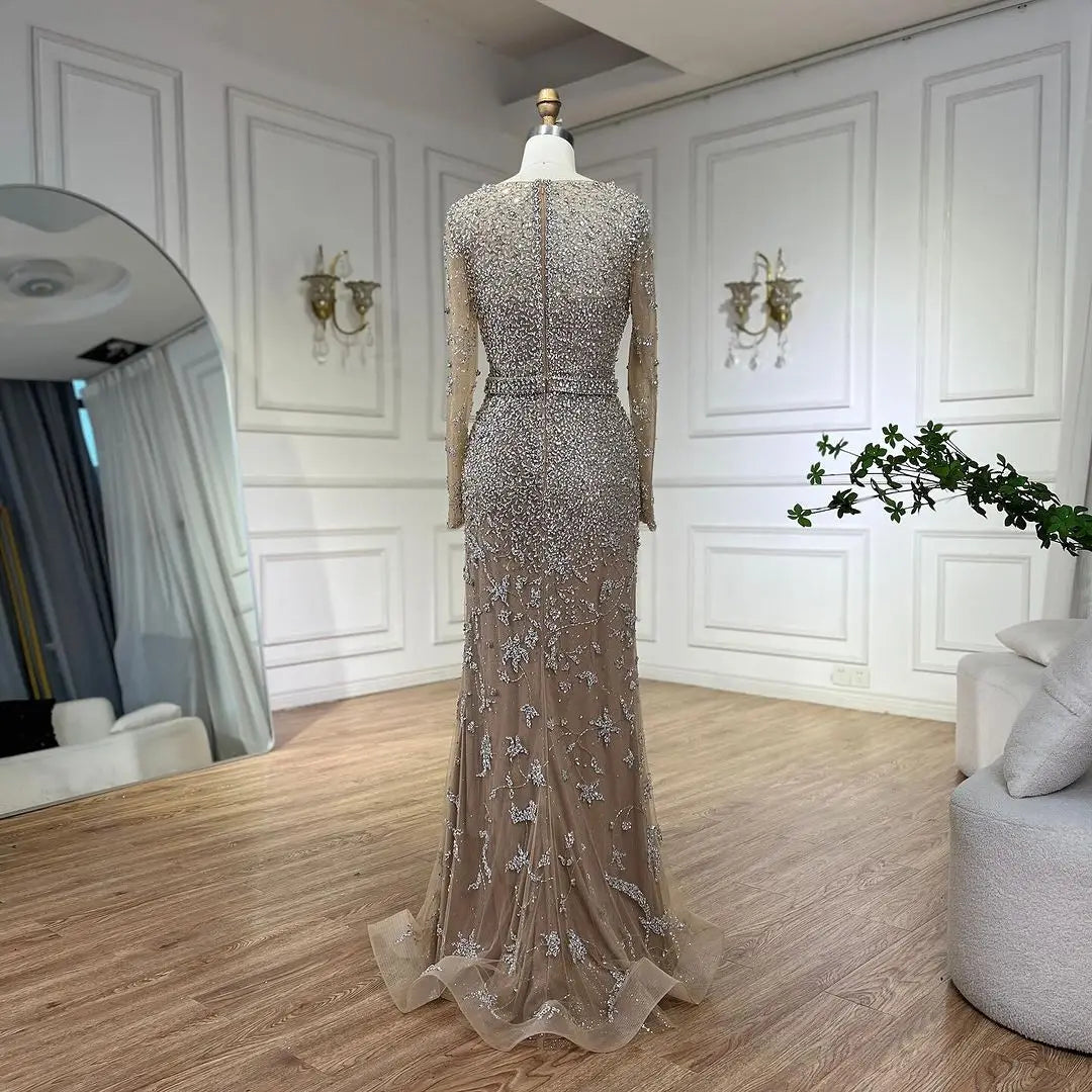 Vestidos de noche de lujo estilo Dubái con escote corazón, sirena, color caramelo árabe, para mujer, para boda, fiesta, 2025, LA72465