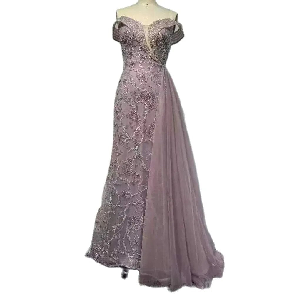 Vestidos de noche de lujo estilo sirena árabe con cuentas color cian, estilo Dubái, sexys, sin tirantes, para mujer, para boda, fiesta, LA72207