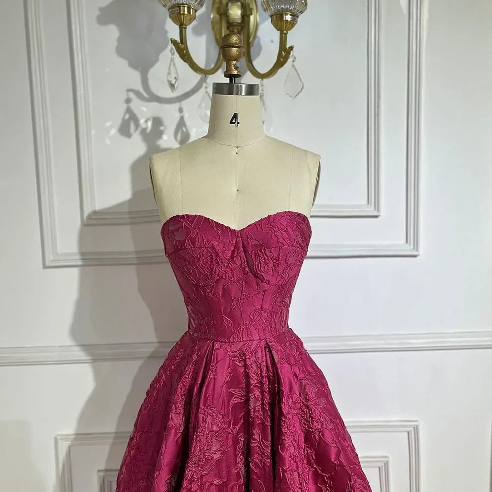 Arabisch Fuchsia Elegante Abendkleider 2025 Luxus Dubai A-Linie Ärmelloses Abendkleid Langes Design LA70699
