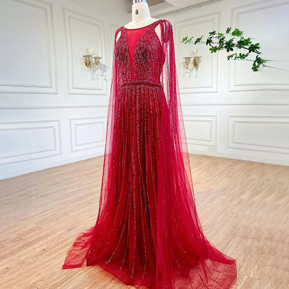 Vestidos de noche largos de lujo estilo Dubái, con mangas acampanadas y corte A en dorado árabe, para mujer, para fiesta de bodas, LA71941