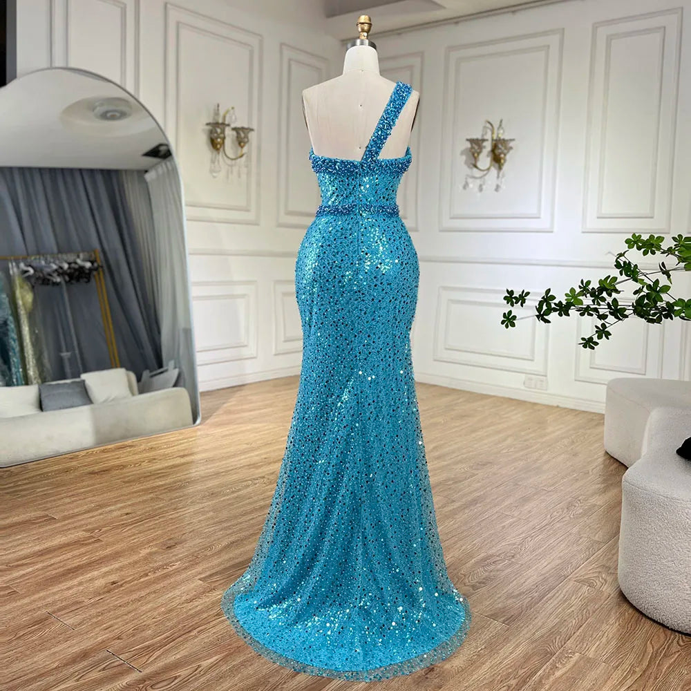 Luxuriöse Dubai Blaue Meerjungfrau Abendkleider LA71713