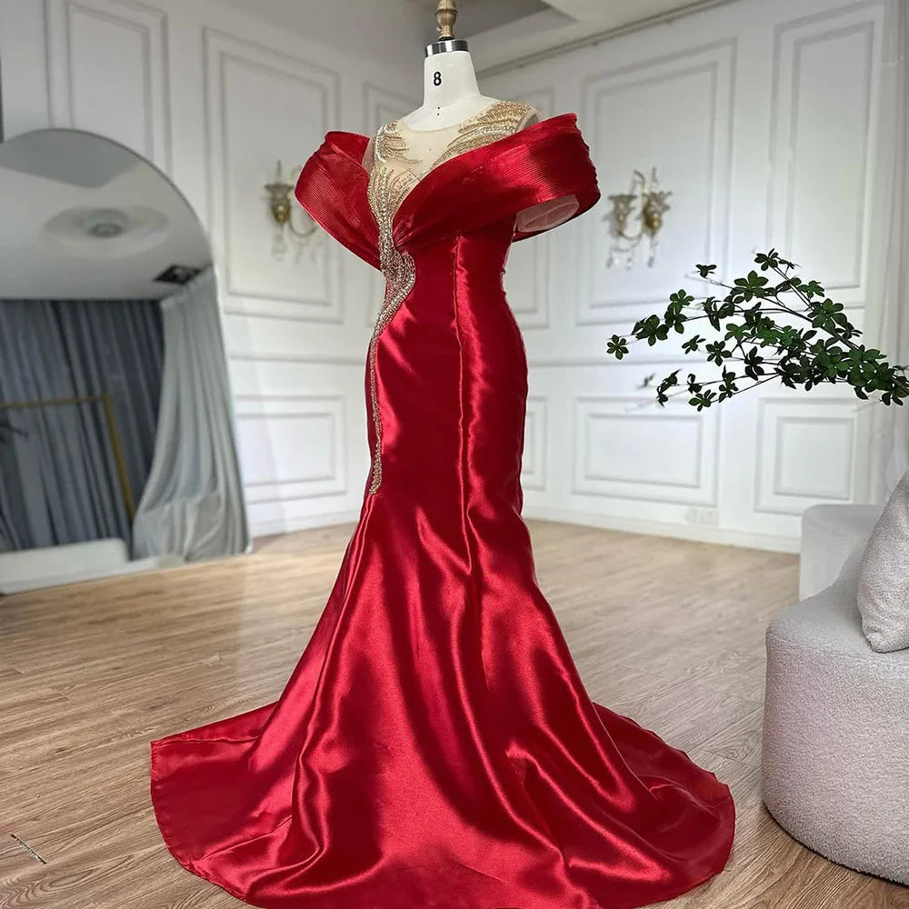 Luxus Designer Meerjungfrau Satin Abendkleider Kleider Für Party 2025 LA72902
