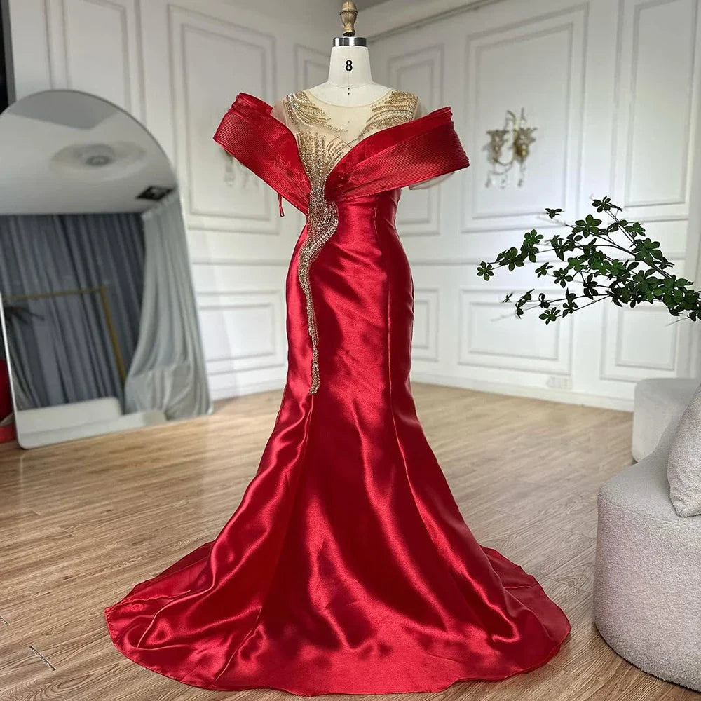 Luxus Designer Meerjungfrau Satin Abendkleider Kleider Für Party 2025 LA72902