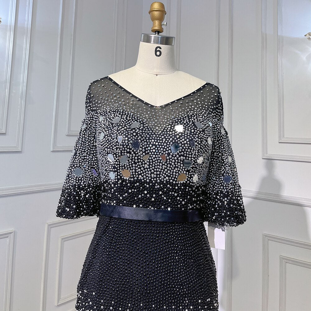 Vestido de sirena negro Kralen Avond elegante vestido de lujo 2025 para fiesta femenina LA71594
