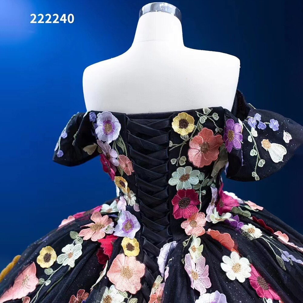 Vestido de novia negro sexy con hombros descubiertos, apliques de lujo y cordones, 2025, alta gama, hecho a medida, HM222240