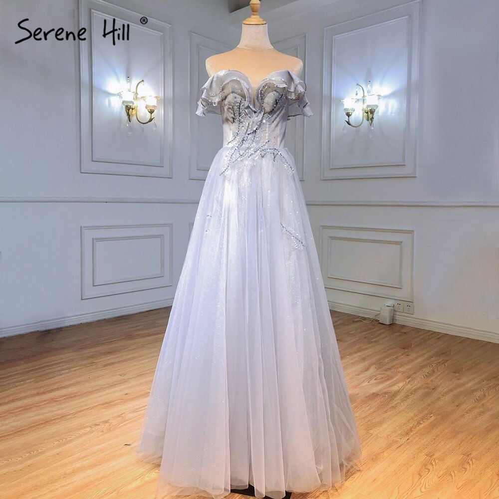Blau A-linie Sexy Abendkleider Kleider 2025 Perlen Ärmellose Für Frauen Hochzeit Party LA71148