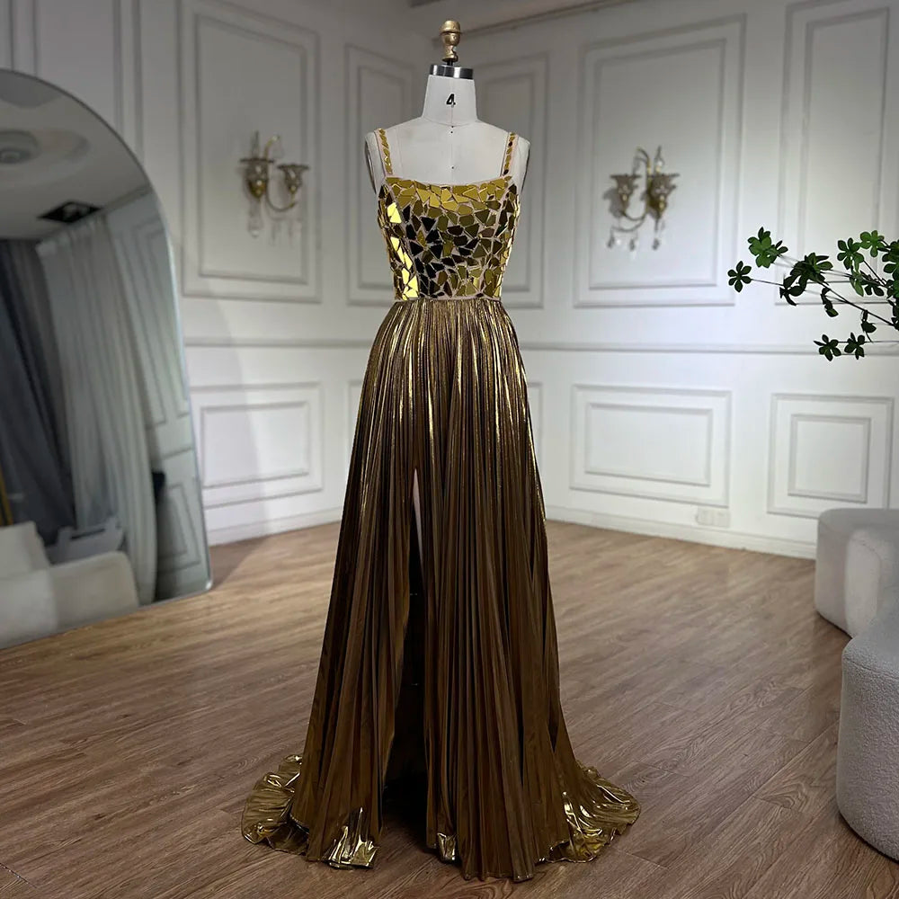 Vestido de noche azul de sirena con tirantes halter, espalda con cordones y cuentas y lentejuelas para mujer | Fiesta de bodas 2025 LA72612