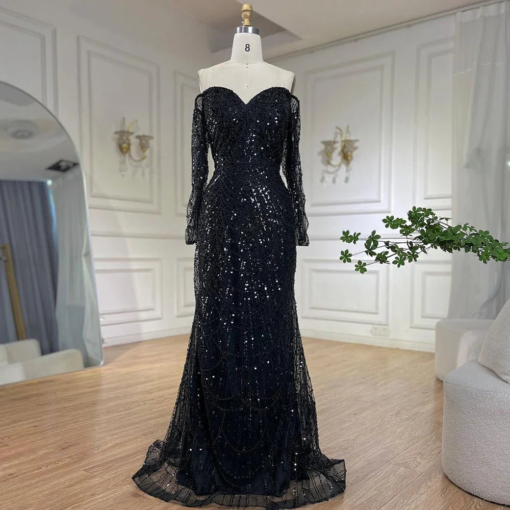 Elegantes schulterfreies Meerjungfrau-Luxus-Abendkleid aus Dubai für Partys LA72243