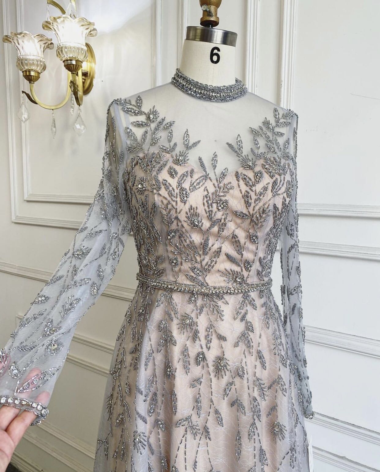 Vestidos de noche dorados de lujo, corte A, cuello redondo, con cuentas, tirantes finos, sexys, para mujer, fiesta, LA71378L