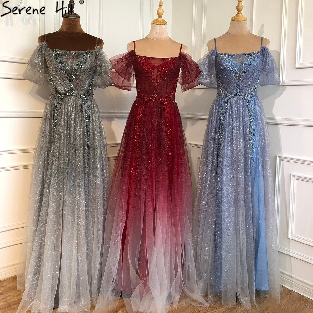 Vestido de noche en rojo vino, corte A, corte en A, con cuentas y tirantes finos, para mujer, fiesta, LA70776