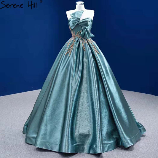 Vestidos de novia sexys con cuentas verdes 2025, con lazo y cordones, vestido de novia de alta gama HM67417, hecho a medida