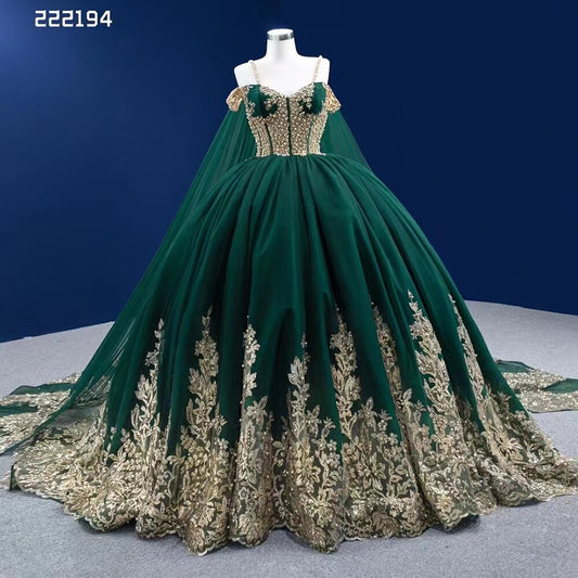 Vestido de novia sexy con tirantes finos, perlas y cuentas, con encaje, estilo capa verde, 2025, alta gama, hecho a medida, HM222194