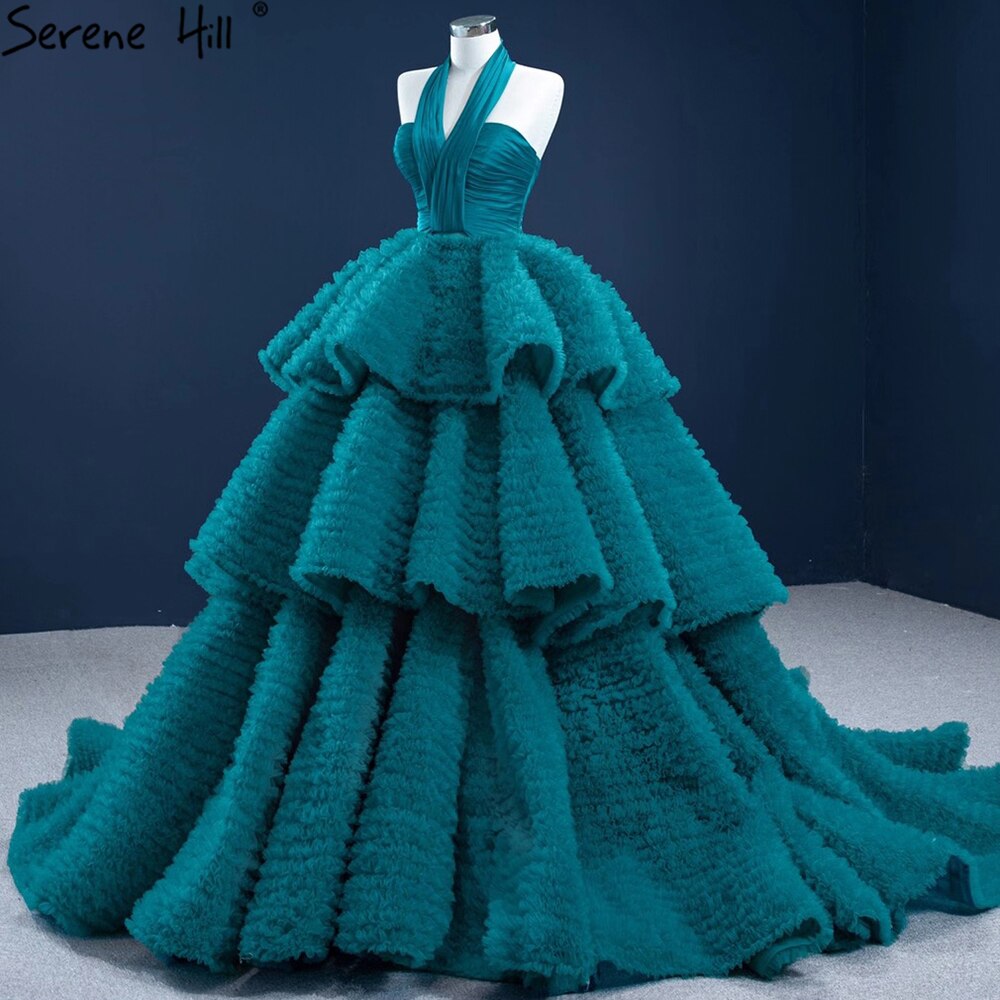 Vestido de novia verde con cuello halter, sexy, sin mangas, con cordones, de alta gama, HM67232