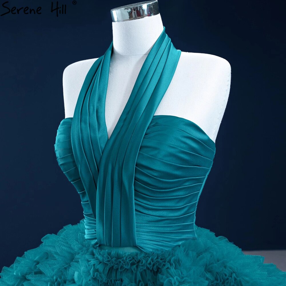 Vestido de novia verde con cuello halter, sexy, sin mangas, con cordones, de alta gama, HM67232