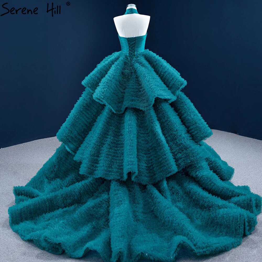 Vestido de novia verde con cuello halter, sexy, sin mangas, con cordones, de alta gama, HM67232