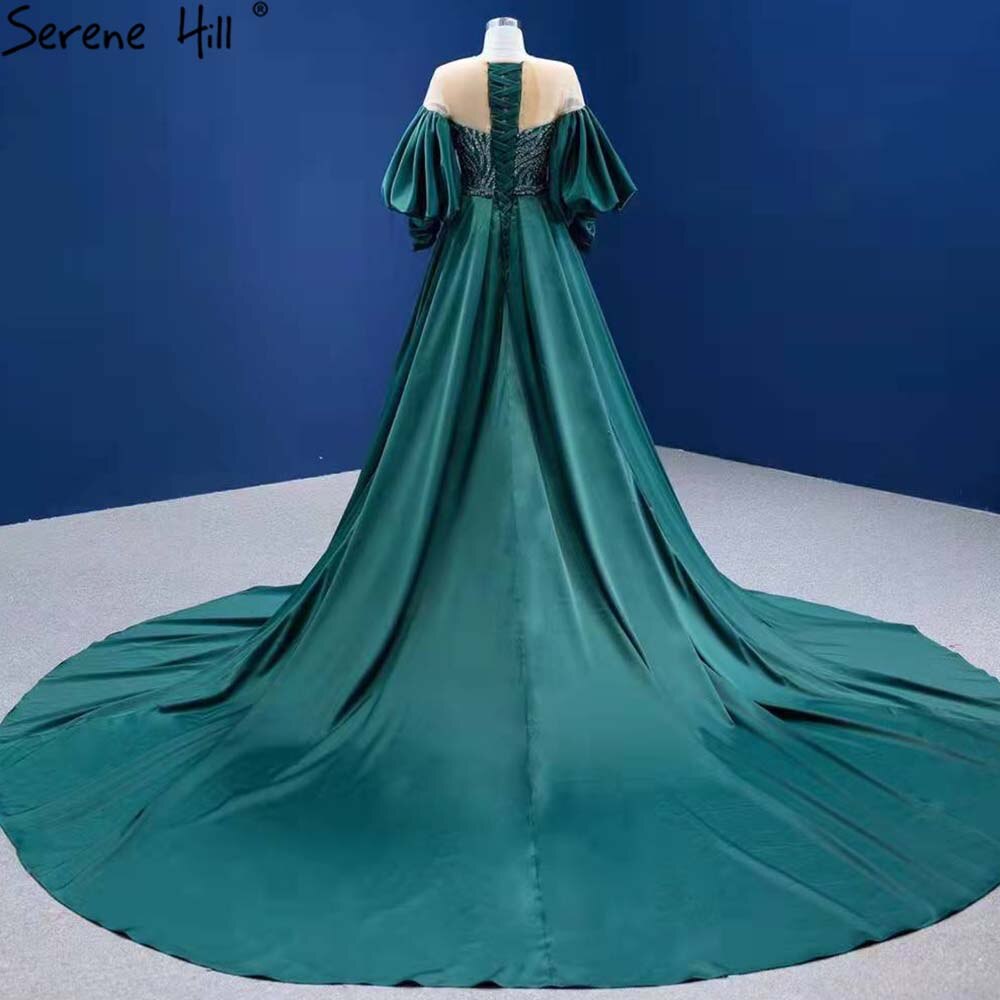 Vestido de noche verde estilo sirena con sobrefalda, elegante, de lujo, con cuentas, para mujer, fiesta, HM67428, 2025