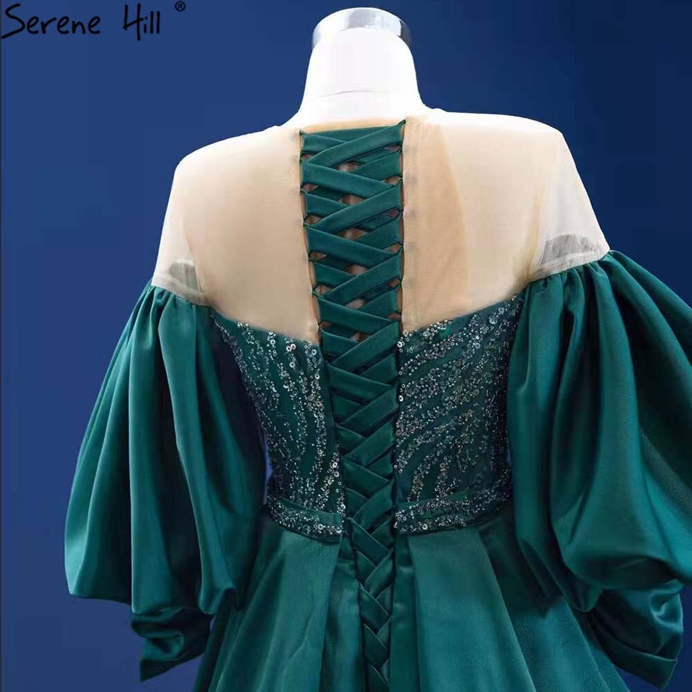 Vestido de noche verde estilo sirena con sobrefalda, elegante, de lujo, con cuentas, para mujer, fiesta, HM67428, 2025