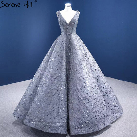 Vestidos de noche grises de lujo, corte A, 2025, con cuentas, sin mangas, con cordones, para mujer, fiesta, HM67288