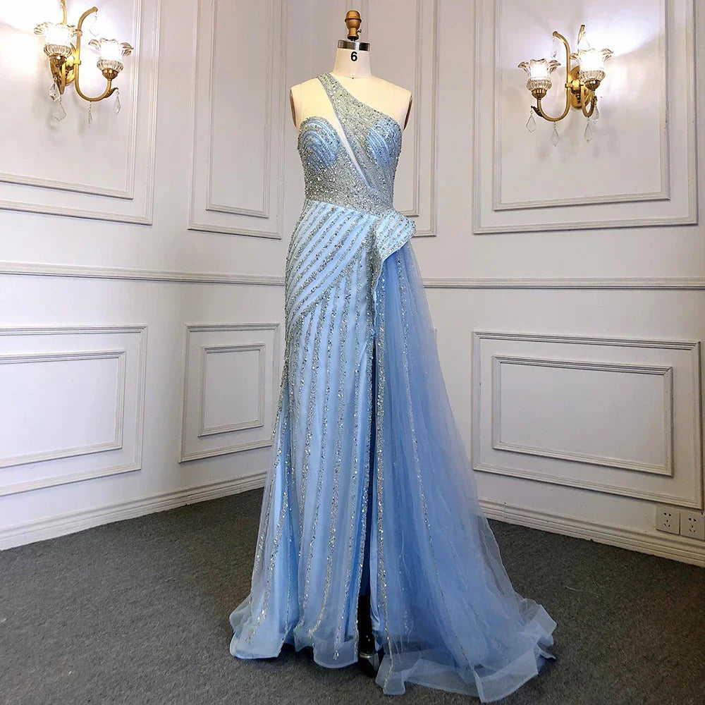 Lilac Mermaid Elegant With Overskirt Sexy One-Shoulder Evening Dresses Gowns Luxury Beaded 2025 Party LA71712