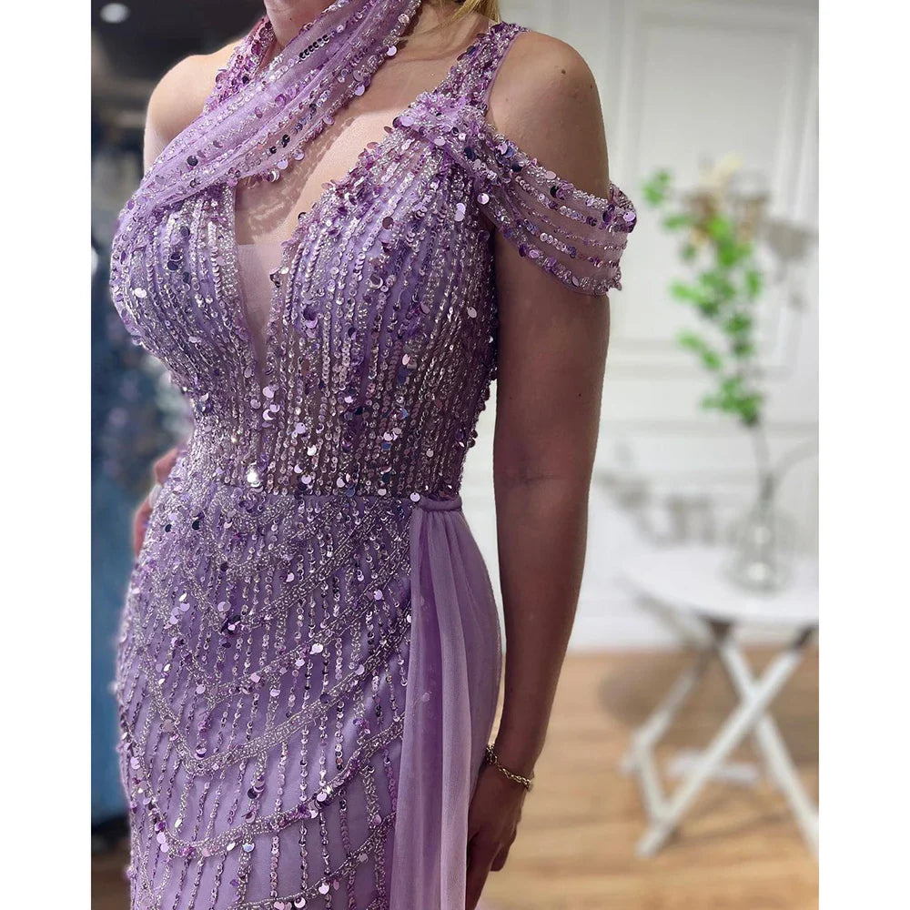Luxury Beaded Caramel Evening Dresses Elegant Long Arabic Prom Formal Gowns for Women Wedding Party 2025 LA71778A