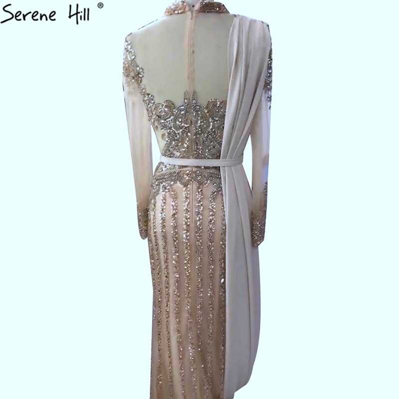 Vestido de noche largo y elegante de sirena, de lujo, color gris musulmán, con cola desmontable, para mujer LA70199