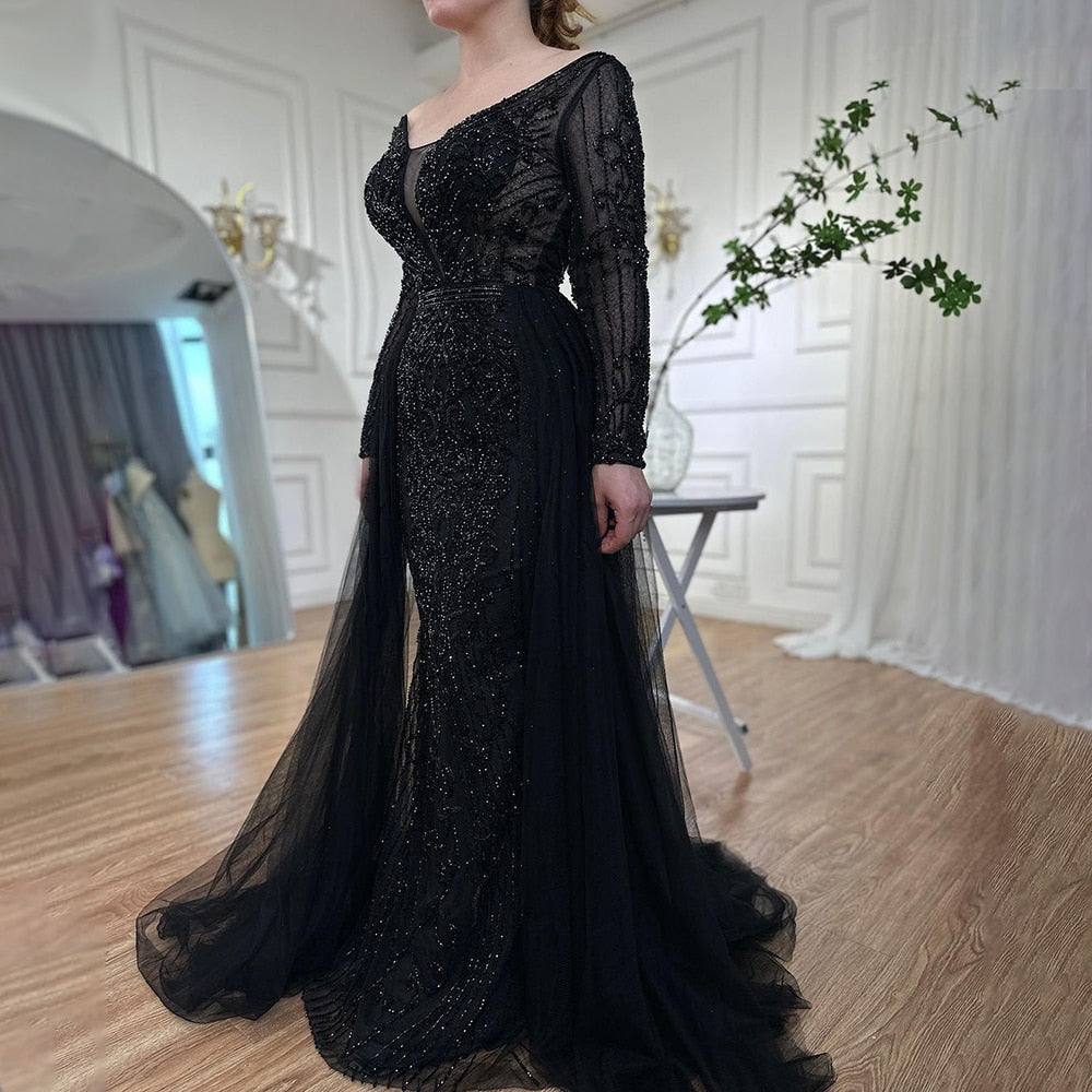 Luxury Muslim Pink With Train Mermaid Elegant Evening Dresses Gowns For Woman Party LA70433