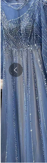 Luxury Turquoise nude A-Line Evening Dresses Gowns 2025 Long Sleeves Beaded Elegant For Women Party LA71659