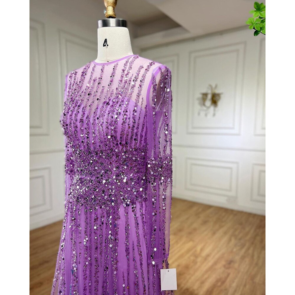 Muslim A Line Beaded Luxury Arabic Evening Dresses Gowns 2025 For Women Wedding Party LA71907
