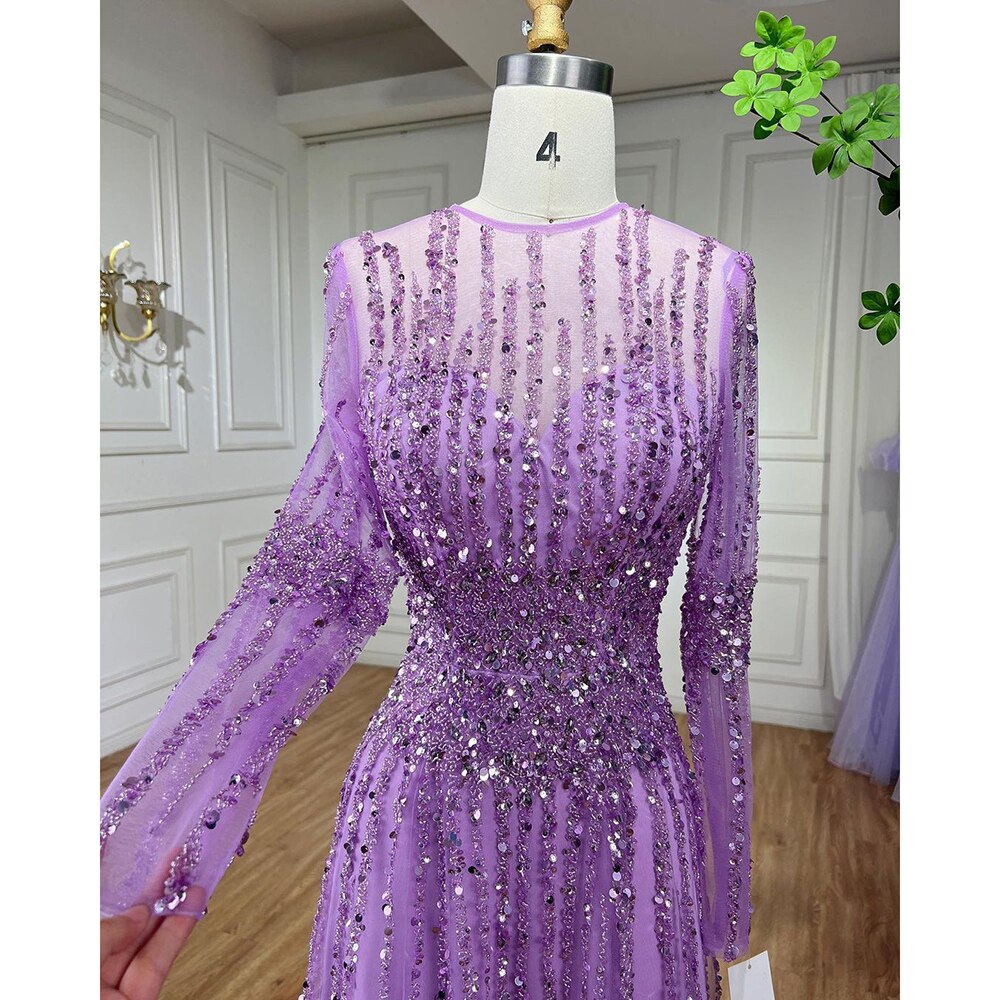 Muslim A Line Beaded Luxury Arabic Evening Dresses Gowns 2025 For Women Wedding Party LA71907