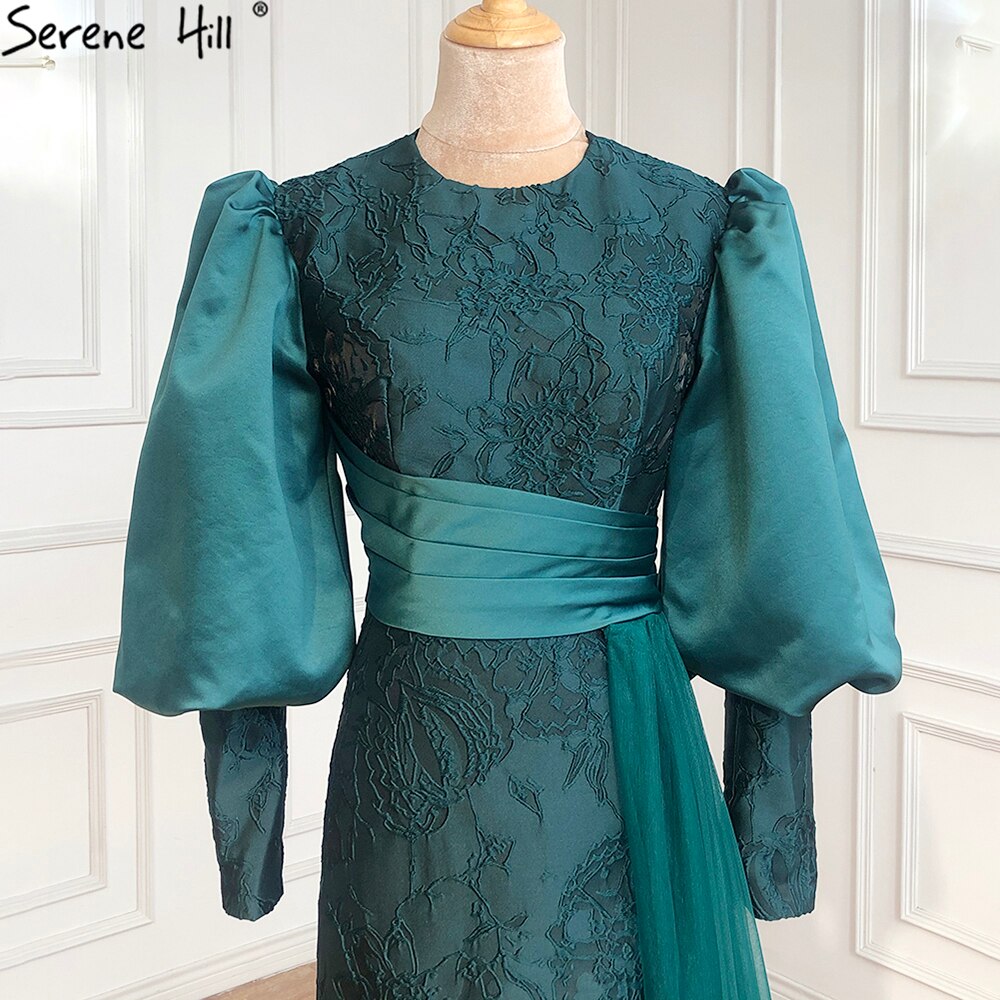 Muslim Green Lantern Sleeves Evening Dresses Gowns 2025 Mermaid Elegant For Women Party LA71160