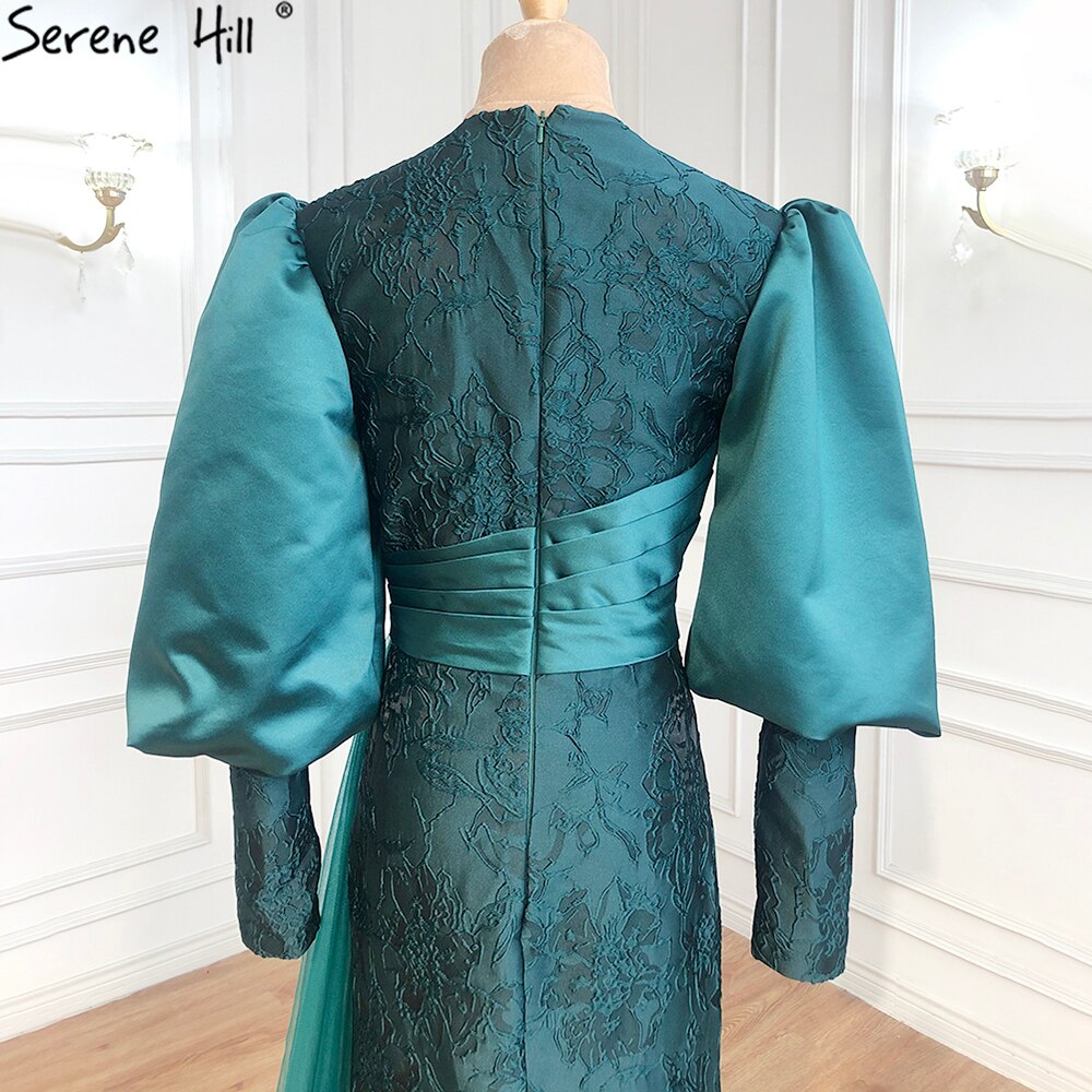 Muslim Green Lantern Sleeves Evening Dresses Gowns 2025 Mermaid Elegant For Women Party LA71160
