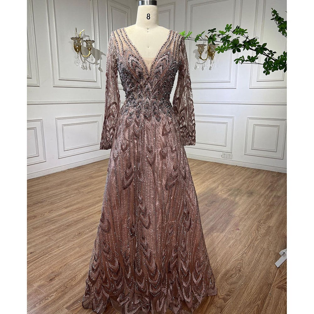 Muslim Luxury Beaded Turquoise A Line Midi Evening Dresses Gowns 2025 Formal Woman Wedding Party LA72122