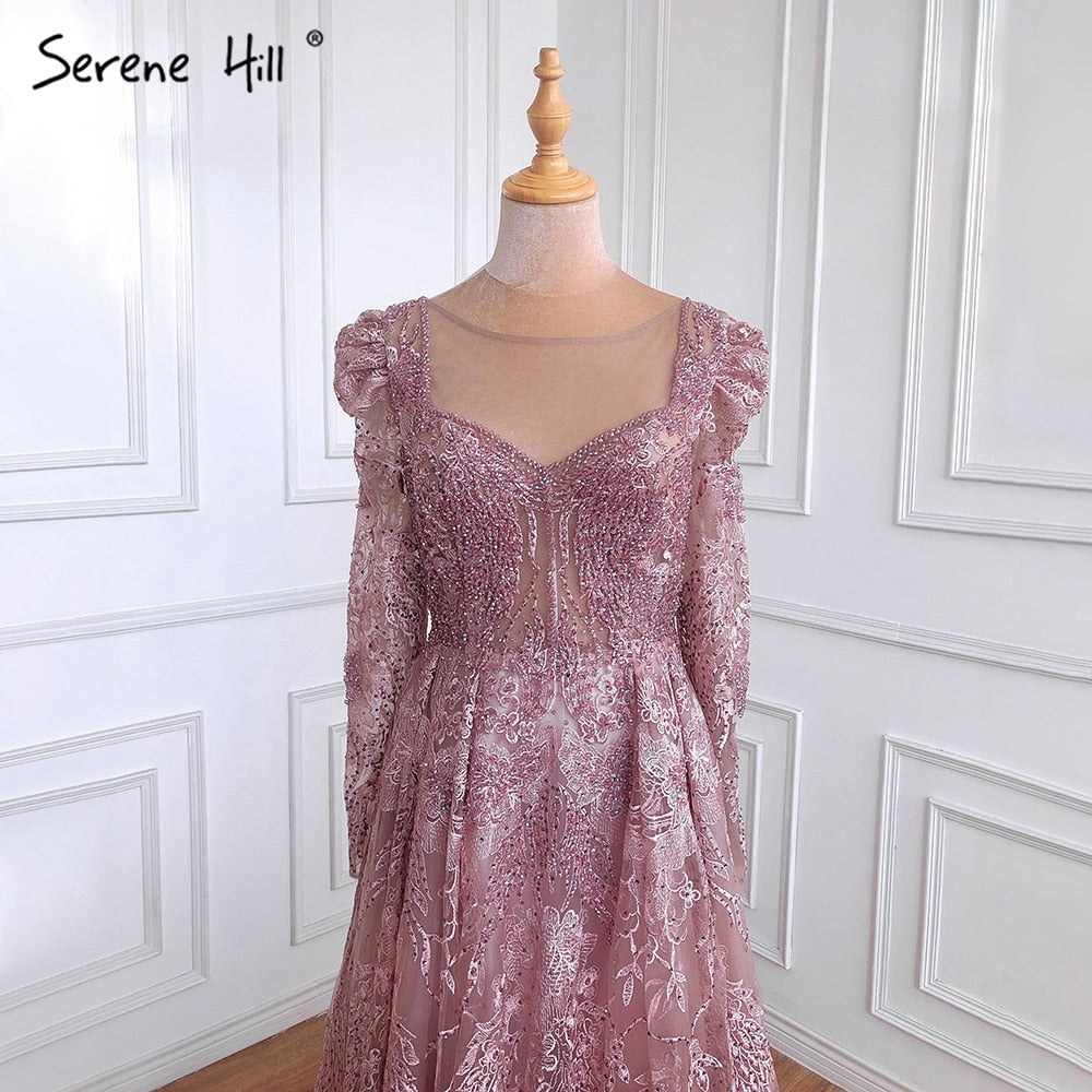 Muslim Luxury Blue Evening Dresses Gowns A-Line Beaded Lace 2025 For Women Party LA71312