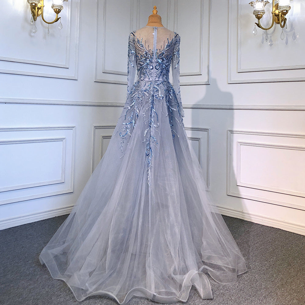 Muslim Luxury Gold Evening Dresses Gowns 2025 Beaded Sparkle A-Line For Women Party LA71605
