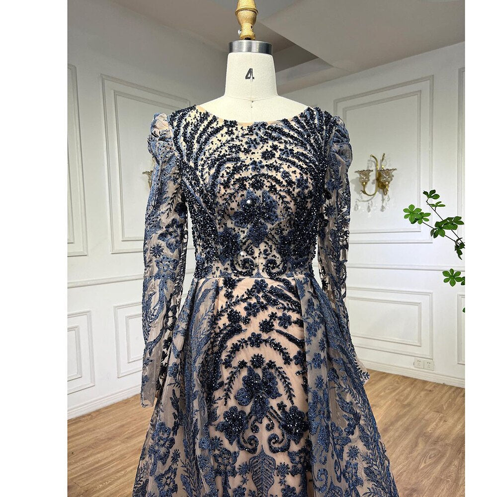 Muslim Luxury Green Mermaid Evening Dress with Overskirt Arabic For Women Wedding Party 2025 LA71610A