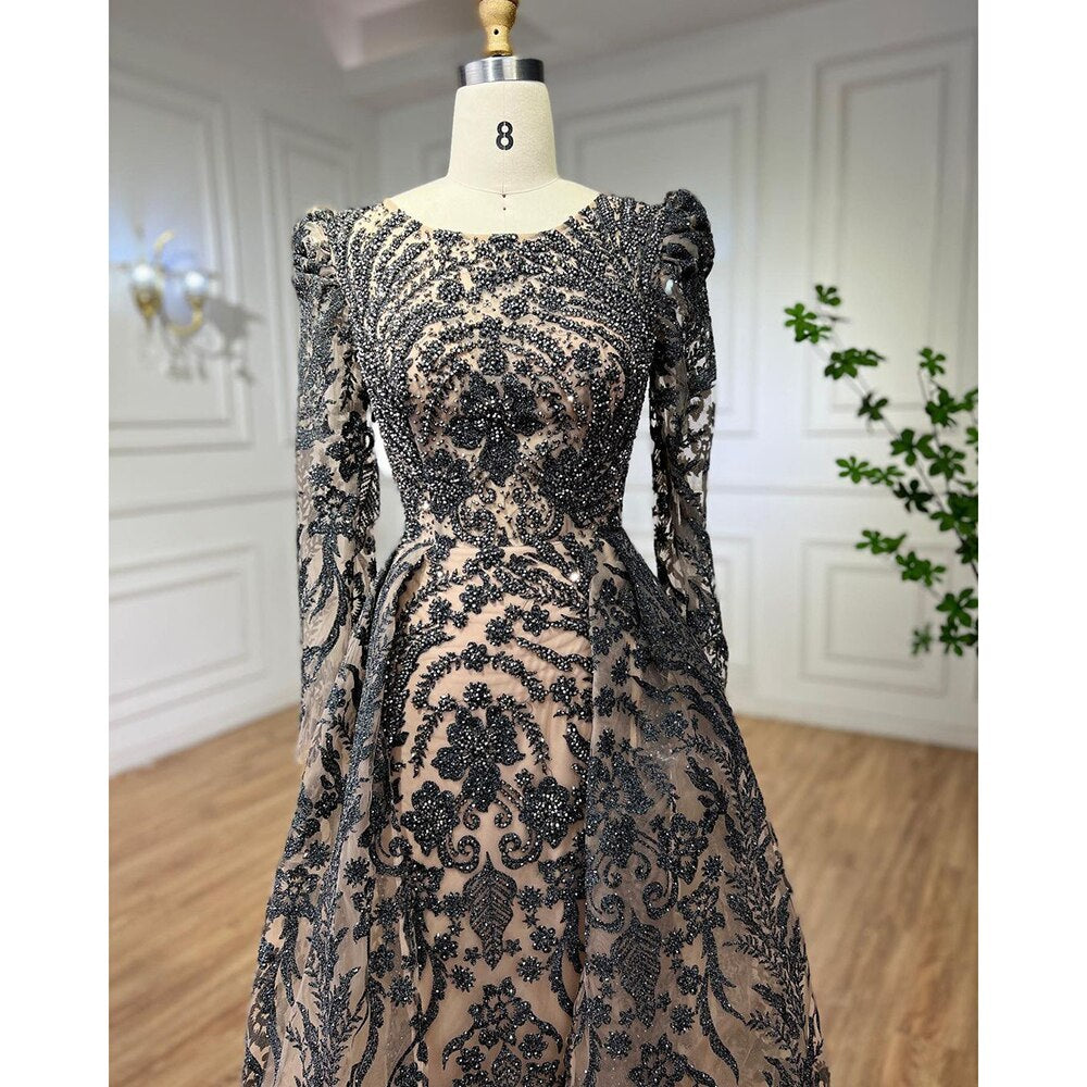 Muslim Luxury Green Mermaid Evening Dress with Overskirt Arabic For Women Wedding Party 2025 LA71610A