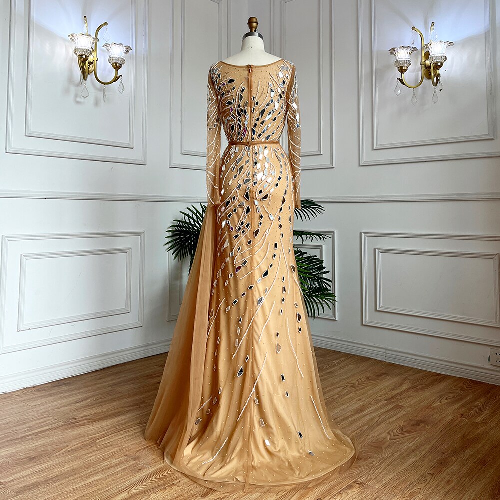 Muslim Nude Mermaid With Overskirt Beaded Long Evening Dresses Gowns For Woman wedding Party 2025 LA71757